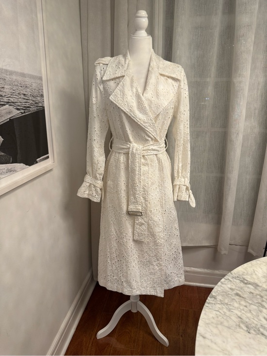 Avec Les Filles Jackets & Blazers - Gorgeous Avec Les Filles White Eyelet Wrap Trench Coat/Dress